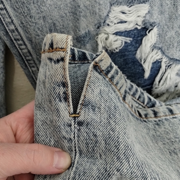 Free People We The Free My Own Lane Straight Leg Jeans Distressed Blue Size 30 - Picture 5 of 9